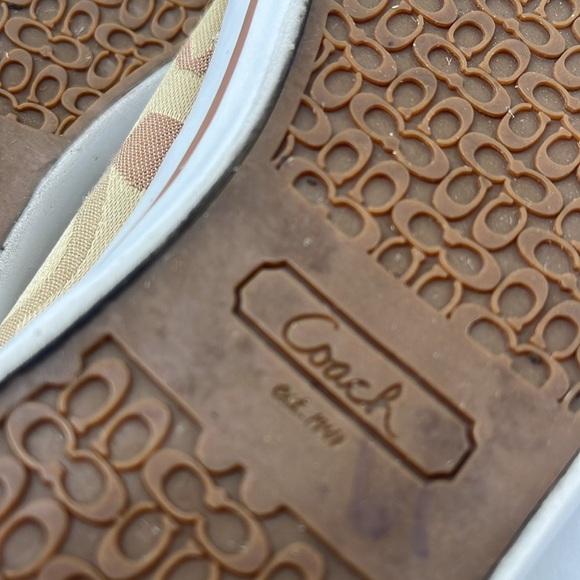 Coach Dee Logo Tennis Shoe Lace Up Brown Sneaker Size 7B Athletic Preppy Retro - Picture 10 of 17